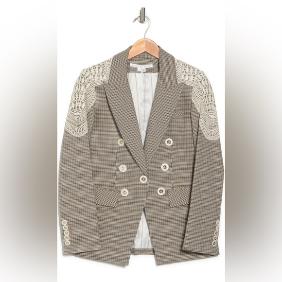 Veronica Beard Faithon Dickey Blazer Jacket Camel Multi - Picture 1 of 15